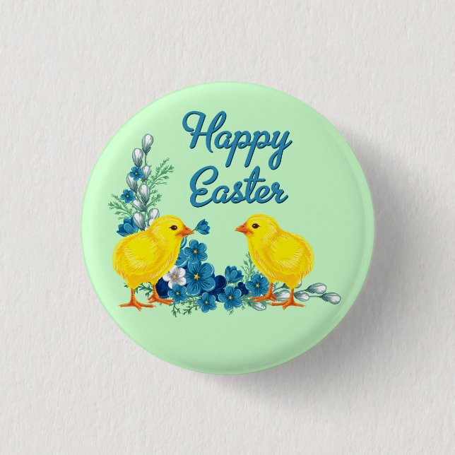 Happy Easter With Baby Chicks 3 Cm Round Badge (Front)