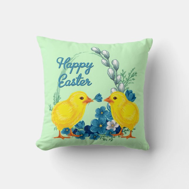 Happy Easter With Baby Chicks Cushion (Front)