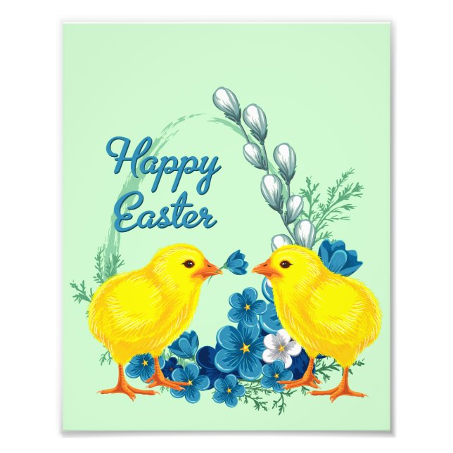 Happy Easter With Baby Chicks Photo Print (Front)