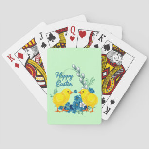 Happy Easter With Baby Chicks Playing Cards