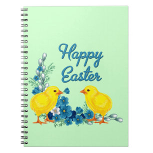 Happy Easter With Baby Chicks Spiral Notebook