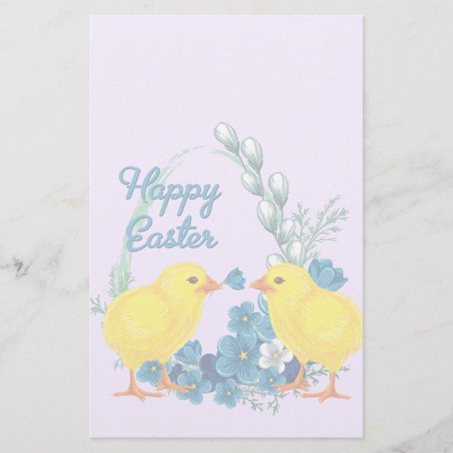 Happy Easter With Baby Chicks Stationery (Front)