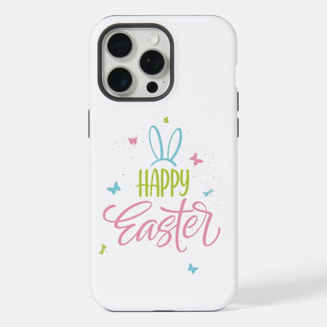 Happy Easter with butterflies iPhone Case (Back)