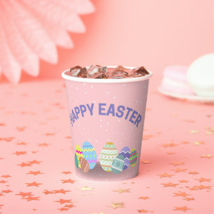Happy Easter with colourful eggs pink Paper Cups
