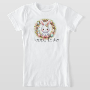 Happy Easter with Easter Bunny and Flowers T-Shirt