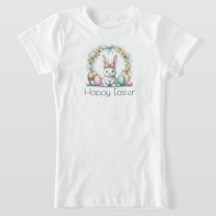 Happy Easter with Easter Bunny and Flowers T-Shirt