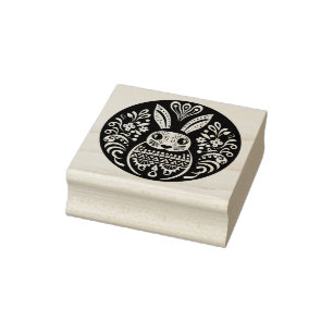 🐰Happy Easter with easter bunny and text Rubber Stamp