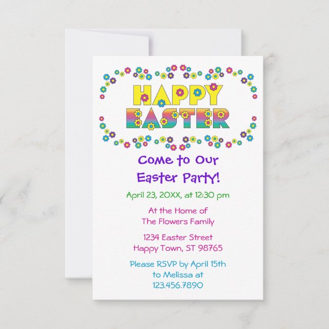 Happy Easter with Flowers Invitation (Front)