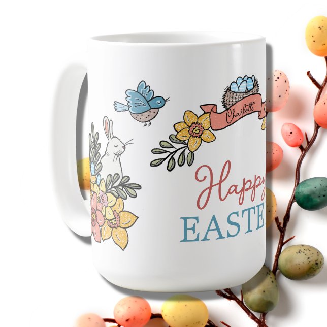 Happy Easter with Personalised Name Coffee Mug (Creator Uploaded)
