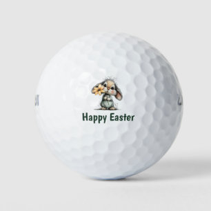 Happy Easter with rabbit bunny Golf Balls