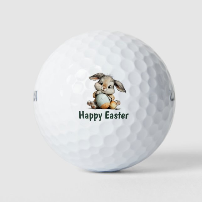 Happy Easter  with rabbit bunny  Golf Balls (Front)