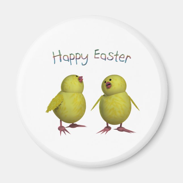 Happy Easter with Two Cute Chicks Magnet (Front)