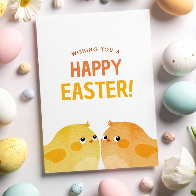 Happy Easter with two little watercolor chicks Invitation (Creator Uploaded)