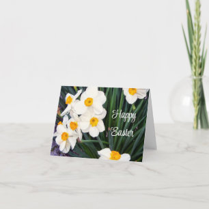 Happy Easter with White Daffodils Holiday Card
