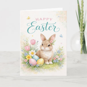 Happy Easter - with young rabbit Card