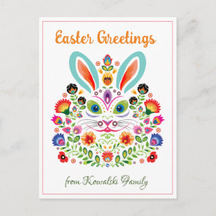 🐰Happy Easter (Wycinanki) customisable Postcard