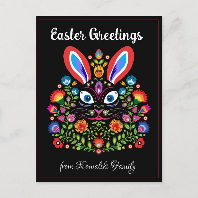  🐰Happy Easter (Wycinanki)  customisable  Postcard (Front)