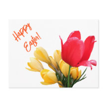 Happy Easter yellow crocus red tulip floral floral