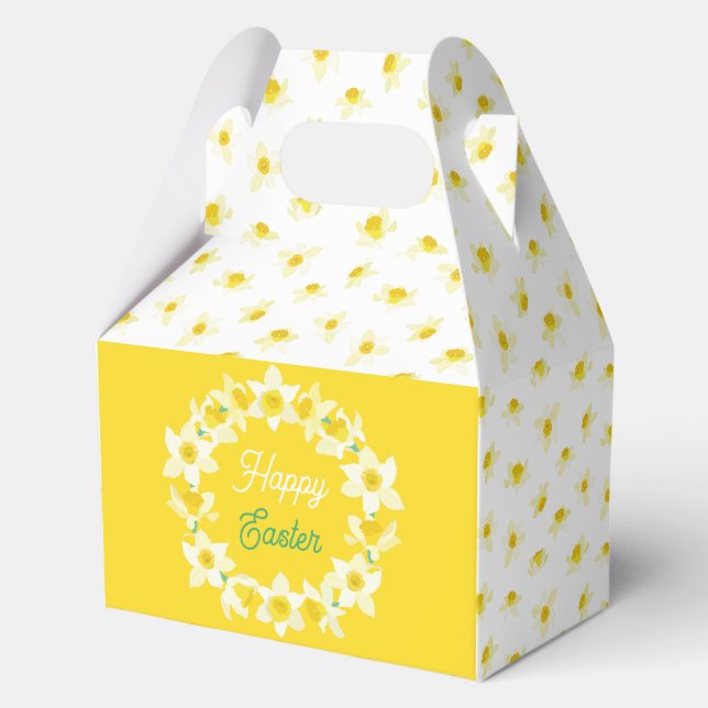 Happy Easter. Yellow Daffodils Spring Modern. Favour Box (Front)