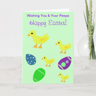 Happy Easter Yellow Ducks Holiday Card
