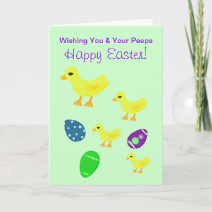 Happy Easter Yellow Ducks Holiday Card