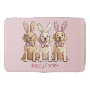 Happy Easter Yellow Labrador Retriever Dogs Bath Mat