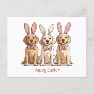 Happy Easter Yellow Labrador Retriever Dogs Postcard
