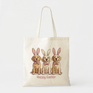 Happy Easter Yellow Labrador Retriever Dogs Tote Bag