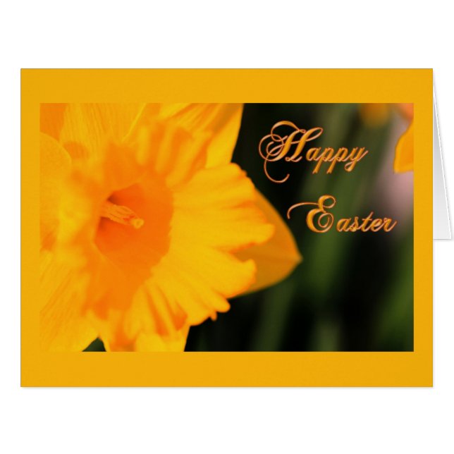 Happy Easter Yellow Spring Daffodil Flower (Front Horizontal)