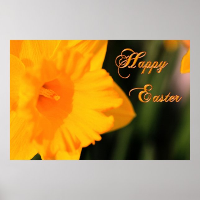 Happy Easter Yellow Spring Daffodil Flower Poster (Front)