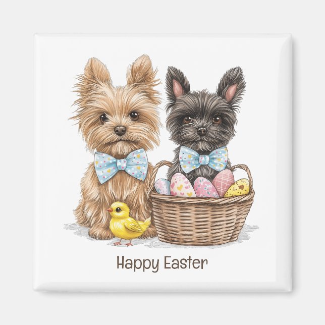 Happy Easter Yorkshire Terrier Dogs Magnet (Front)