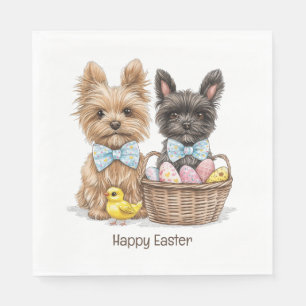 Happy Easter Yorkshire Terrier Dogs Napkin