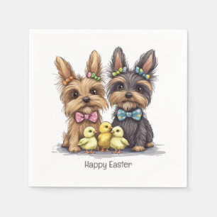 Happy Easter Yorkshire Terrier Dogs Napkin