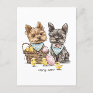 Happy Easter Yorkshire Terrier Dogs Postcard
