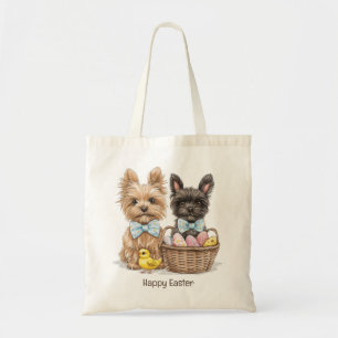 Happy Easter Yorkshire Terrier Dogs Tote Bag