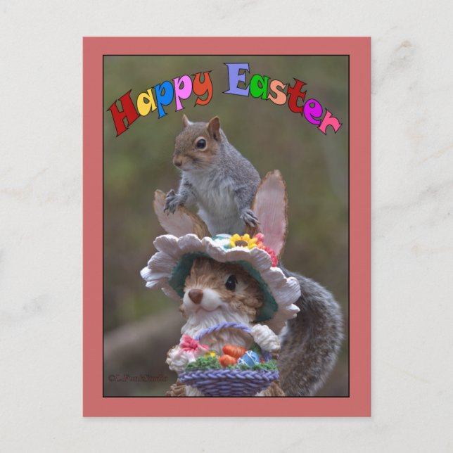 Happy EasterFeaturing cute, funny image of Squirre Holiday Postcard (Front)