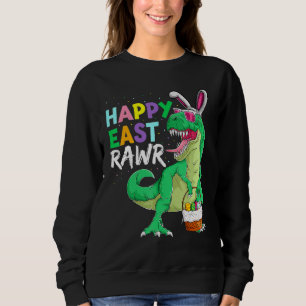 Happy Eastrawr Dinosaur Bunny Kids Boys Rex Easte Sweatshirt