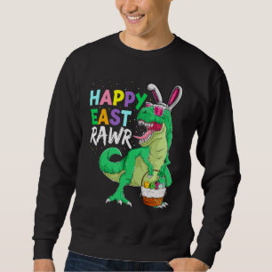 Happy Eastrawr Dinosaur Bunny Kids Boys Rex Easte Sweatshirt