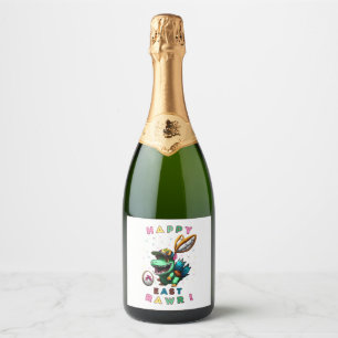 Happy Eastrawr - Dinosur t-shirt design Sparkling Wine Label