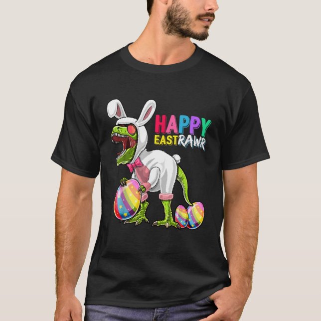 Happy Eastrawr Rex Dinosaur Easter Bunny Egg Costu T-Shirt (Front)