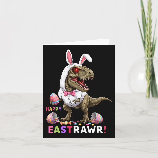 Happy Eastrawr T Rex Dinosaur Easter Bunny Candy E Card (Front)