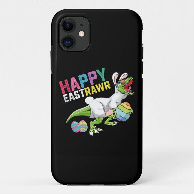 Happy Eastrawr T Rex Dinosaur Easter Bunny Egg Case-Mate iPhone Case (Back)