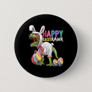 Happy Eastrawr T Rex Dinosaur Easter Bunny Egg Cos 6 Cm Round Badge