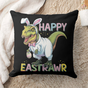 Happy Eastrawr T Rex Easter Dinosaur Bunny Egg Cushion