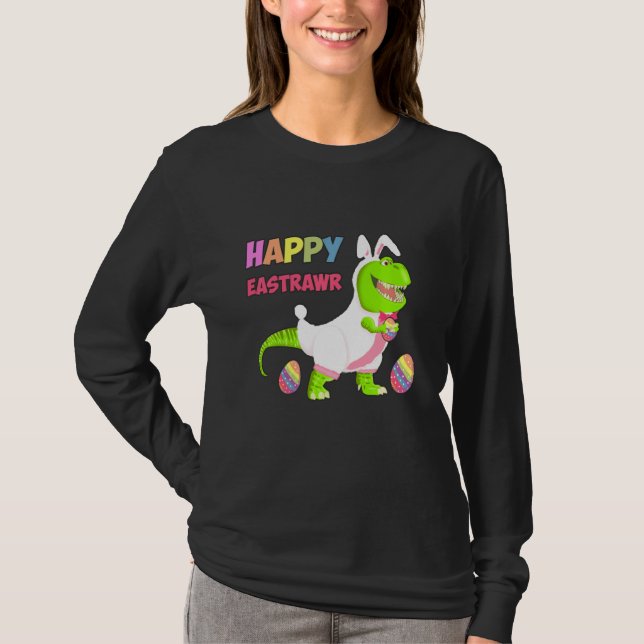 Happy Eastrawr T Rex Kids Shirt Dinosaur Easter Bu (Front)
