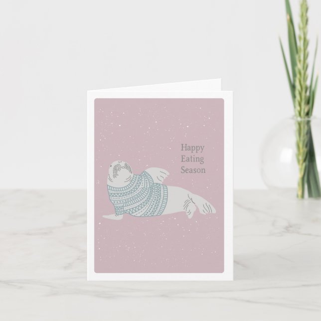 Happy eating season! Cute walrus holiday/christmas Card (Front)