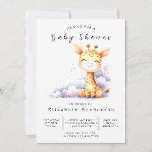 Happy Editable Giraffe Baby Shower Invitation
