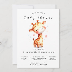 Happy Editable Giraffe Baby Shower Invitation