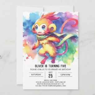 Happy Editable Monkey Birthday Invitation