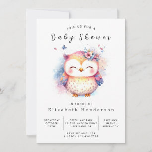 Happy Editable Owl Baby Shower Invitation